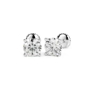 Refraction Angle Solitaire Earrings 3 Natural Diamonds in White Gold