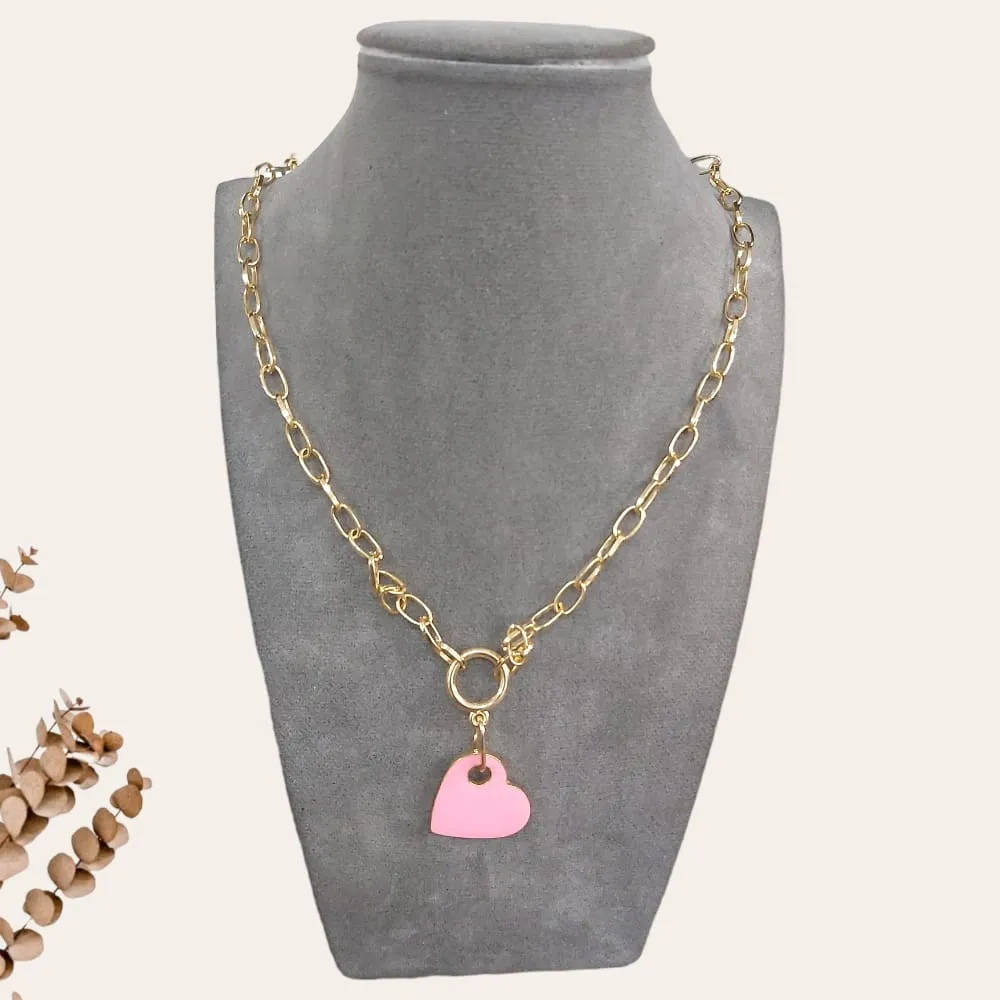 Resin Heart Chain Necklace