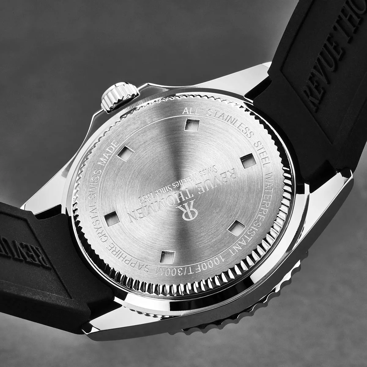 Revue Thommen Men's 'Diver' Black Dial Rubber Strap Swiss Automatic Watch  17571.2837