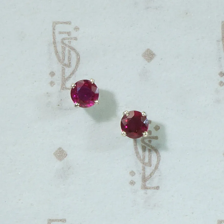 Rich Red Ruby Platinum Studs