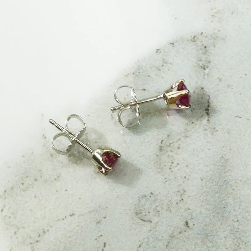 Rich Red Ruby Platinum Studs
