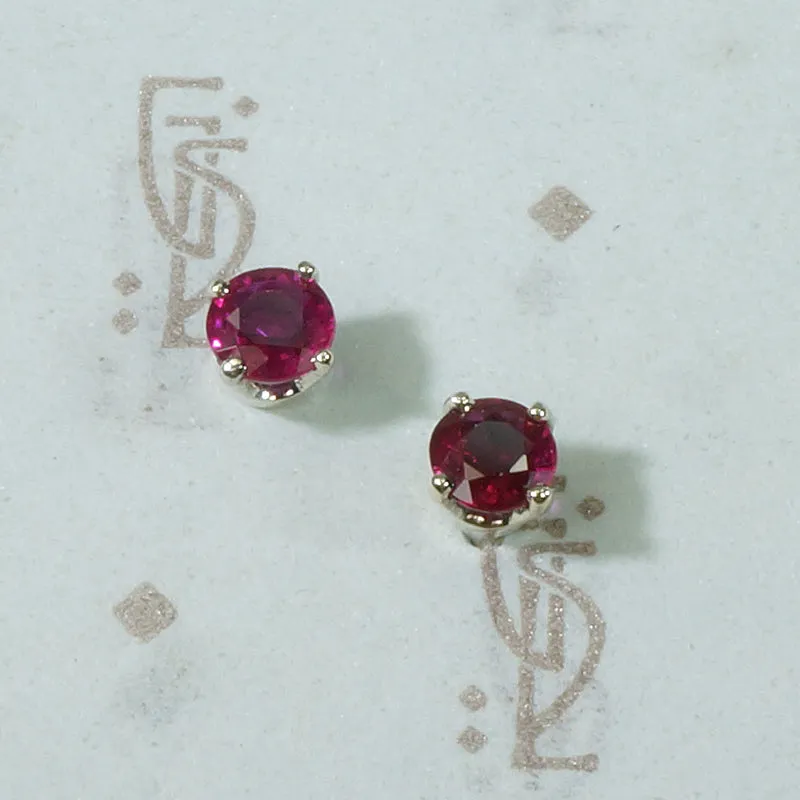 Rich Red Ruby Platinum Studs
