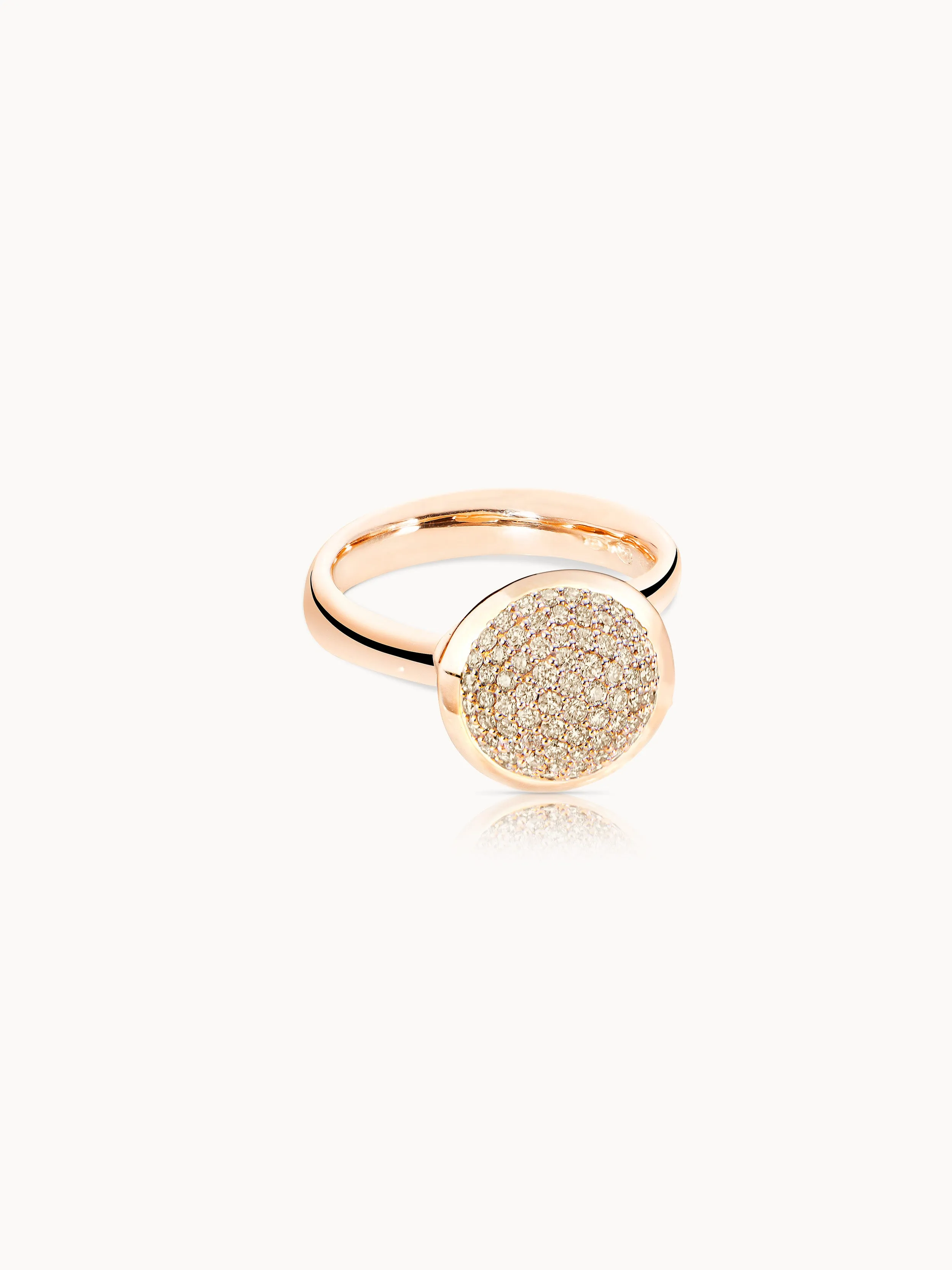 Ring BOUTON large Champagne Pavé with Diamond Pavé