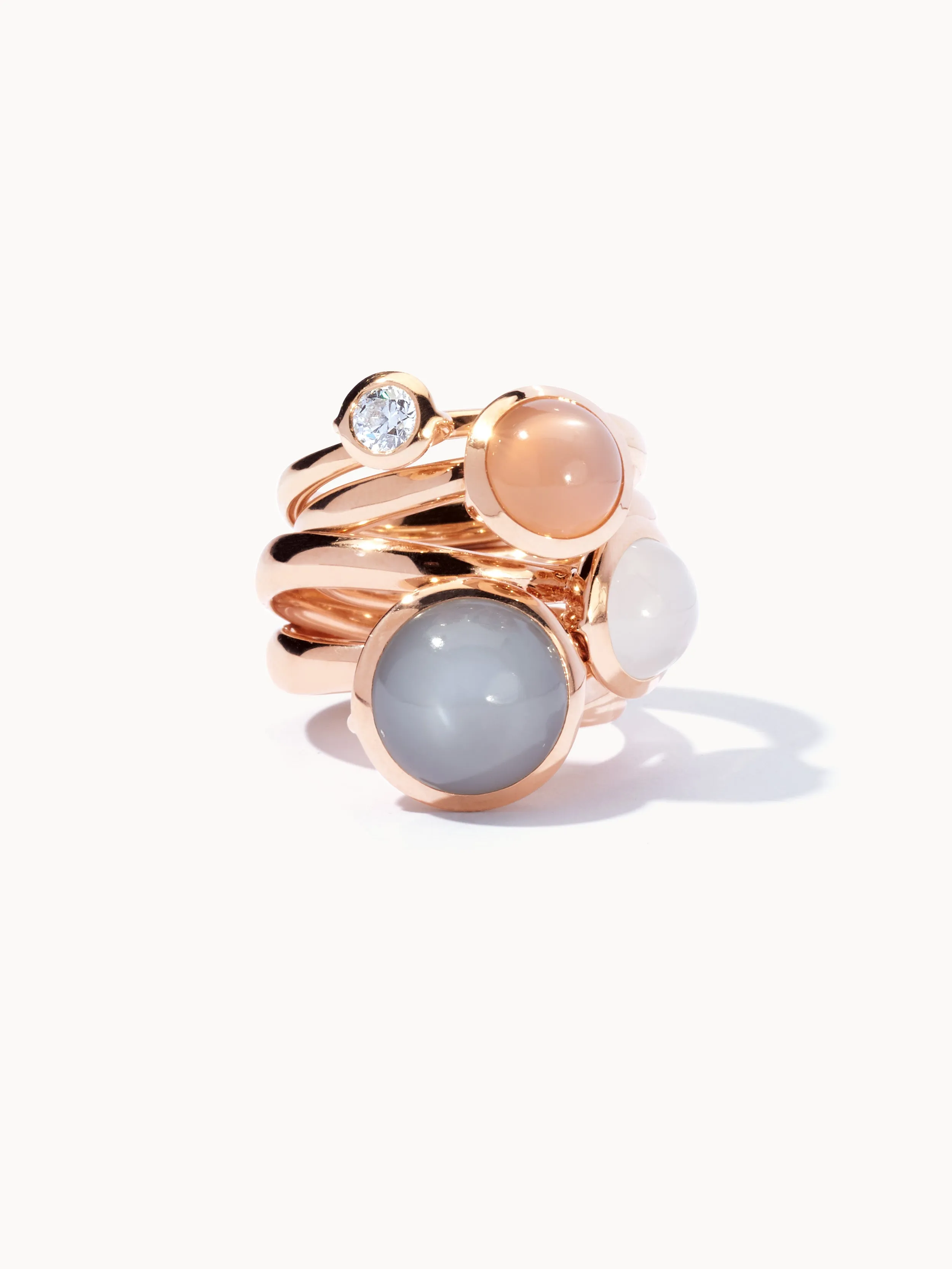 Ring BOUTON small Moonstone sand/white sand Moonstone