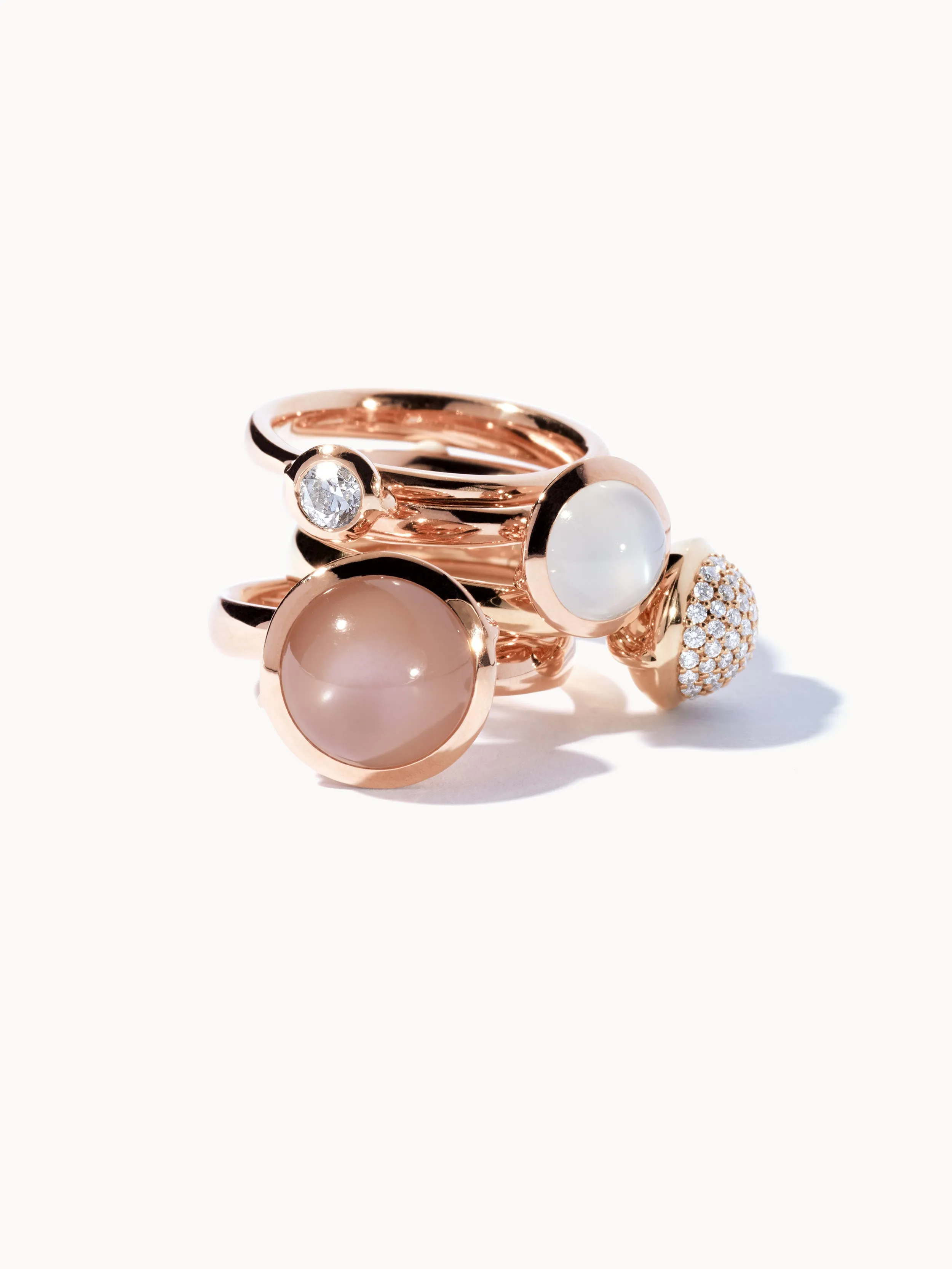 Ring BOUTON small Moonstone sand/white sand Moonstone