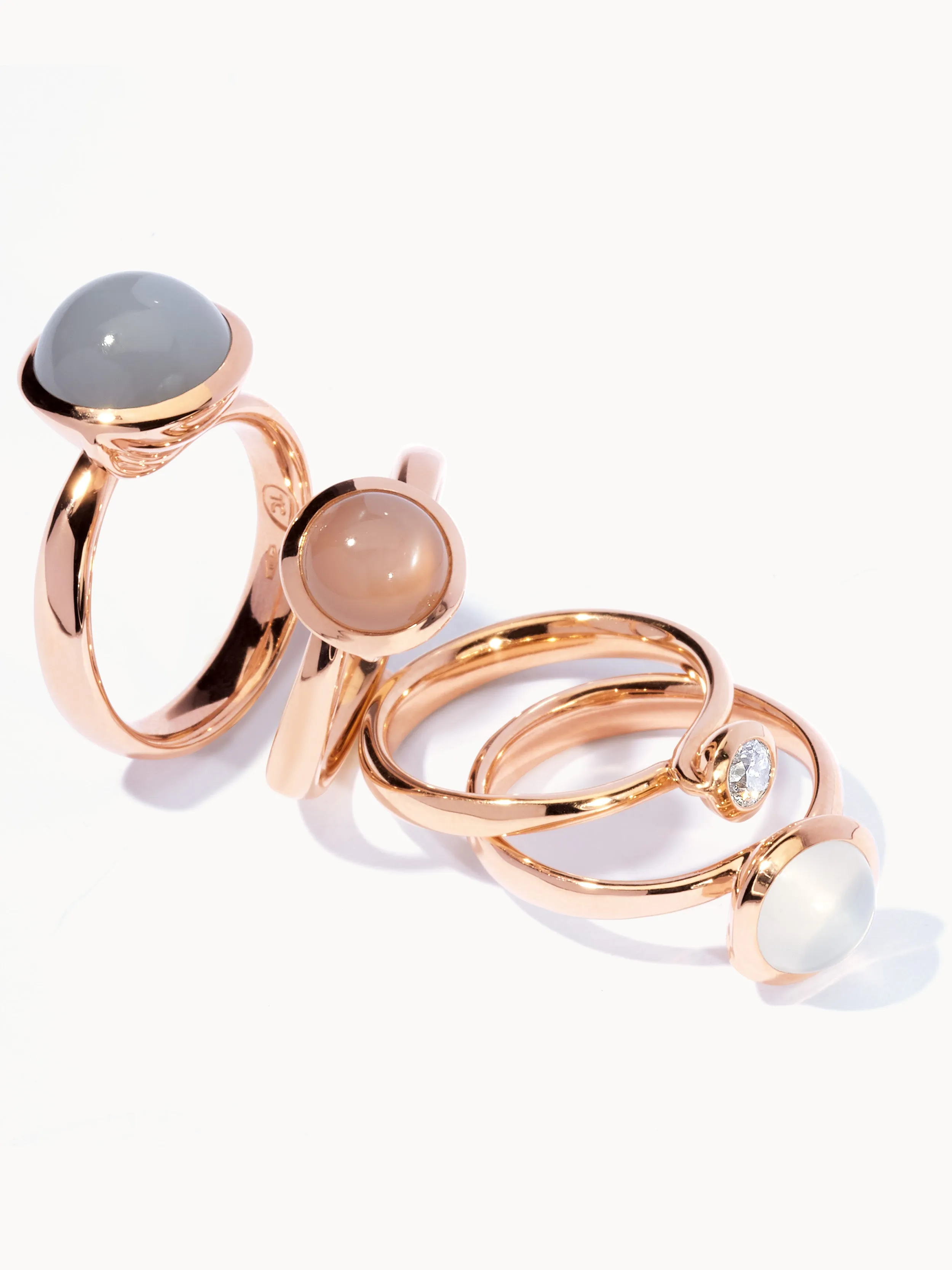 Ring BOUTON small Moonstone sand/white sand Moonstone