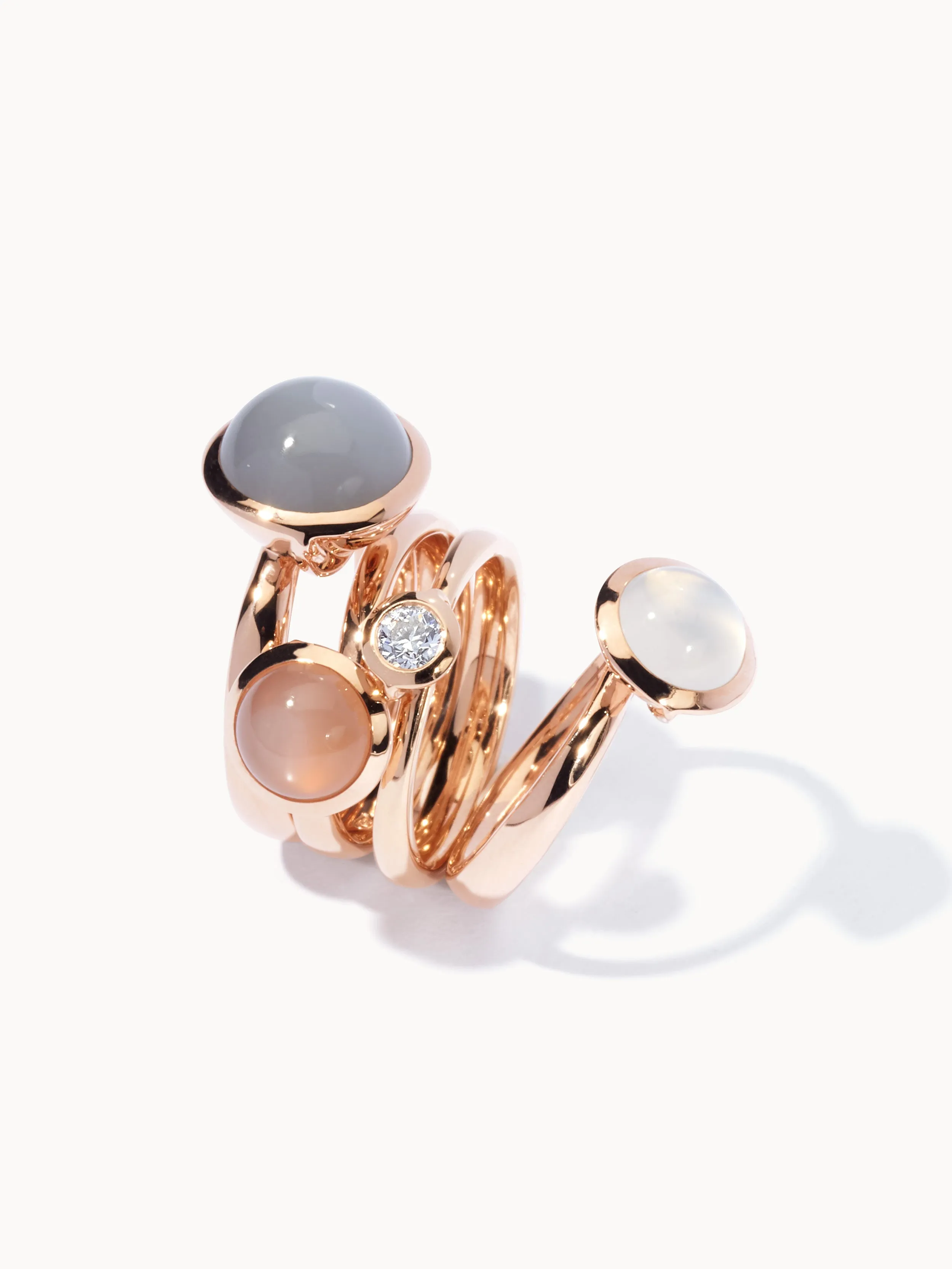 Ring BOUTON small Moonstone sand/white sand Moonstone
