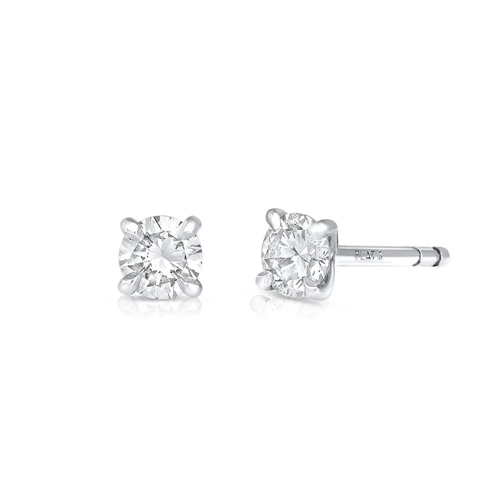 RIVIÈRE PLATINUM ROUND BRILLIANT CUT DIAMOND STUDS