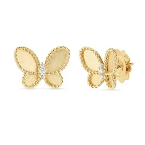 Roberto Coin 18k Yellow Gold Diamond & Satin Finish Butterfly Stud Earrings