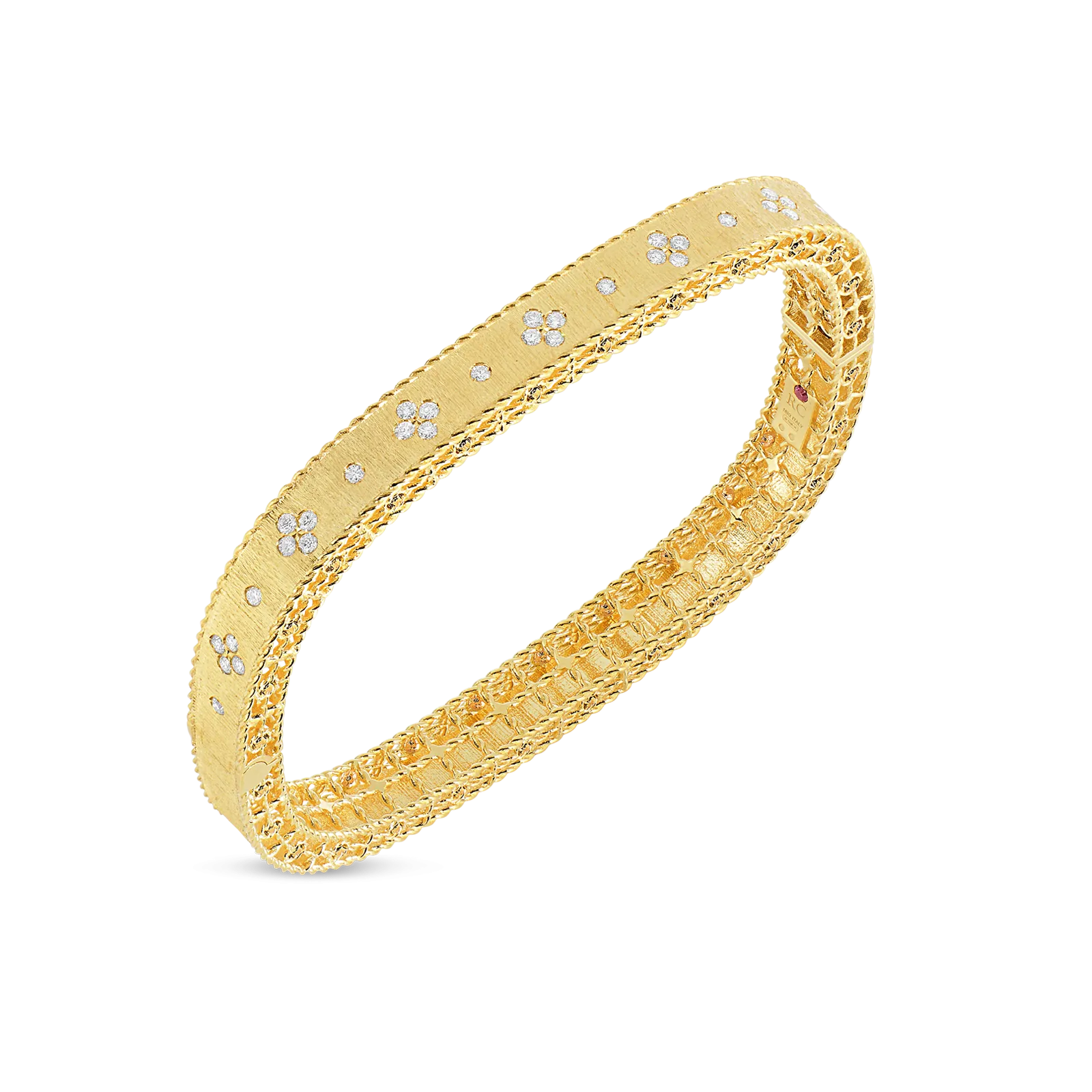 Roberto Coin 18k Yellow Gold Diamond Princess Bangle Size 46x56 (D=.48)