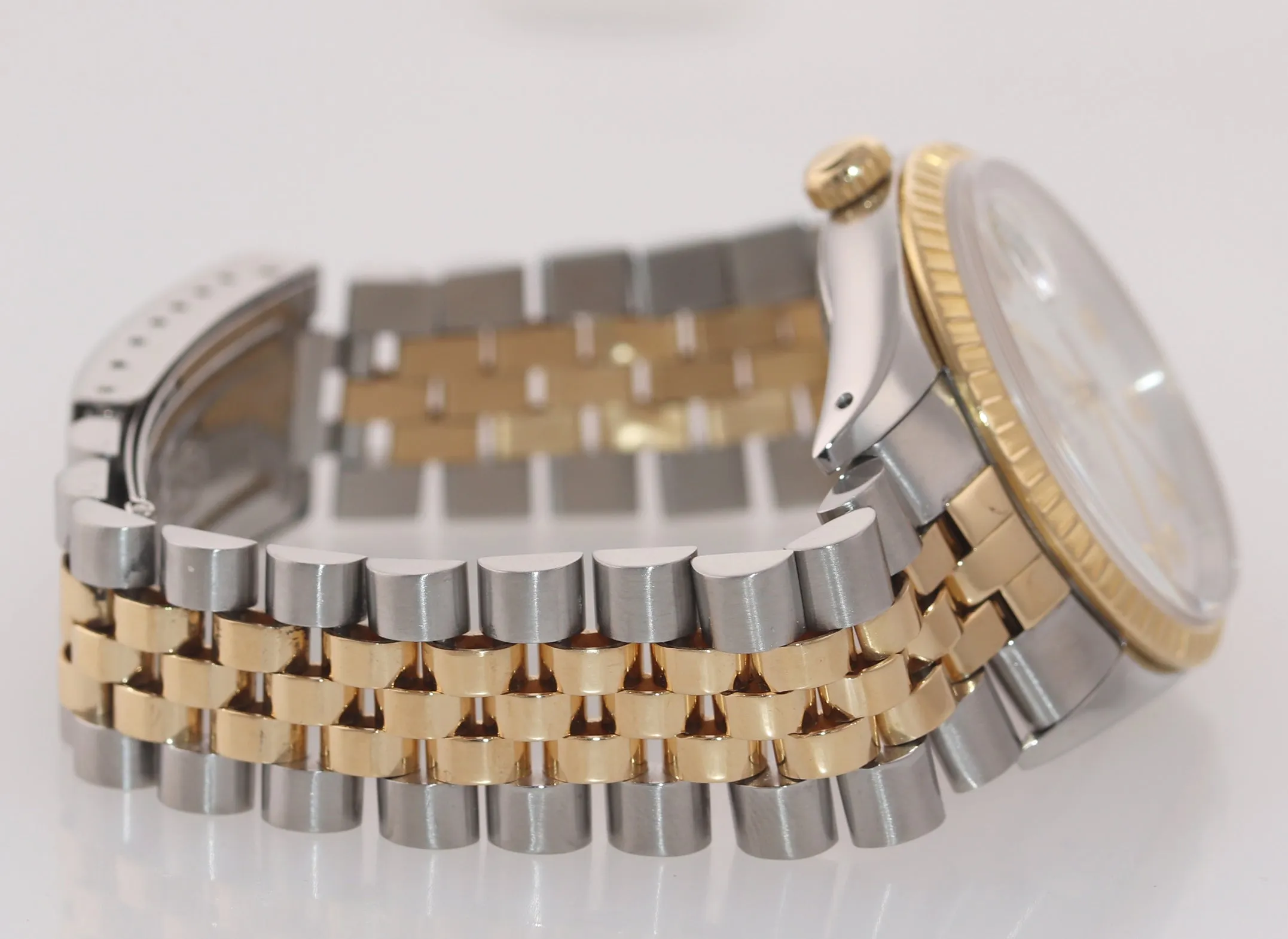 Rolex 15223 18k Yellow Gold Steel MOP Diamond 34mm Two Tone Fluted Watch Box