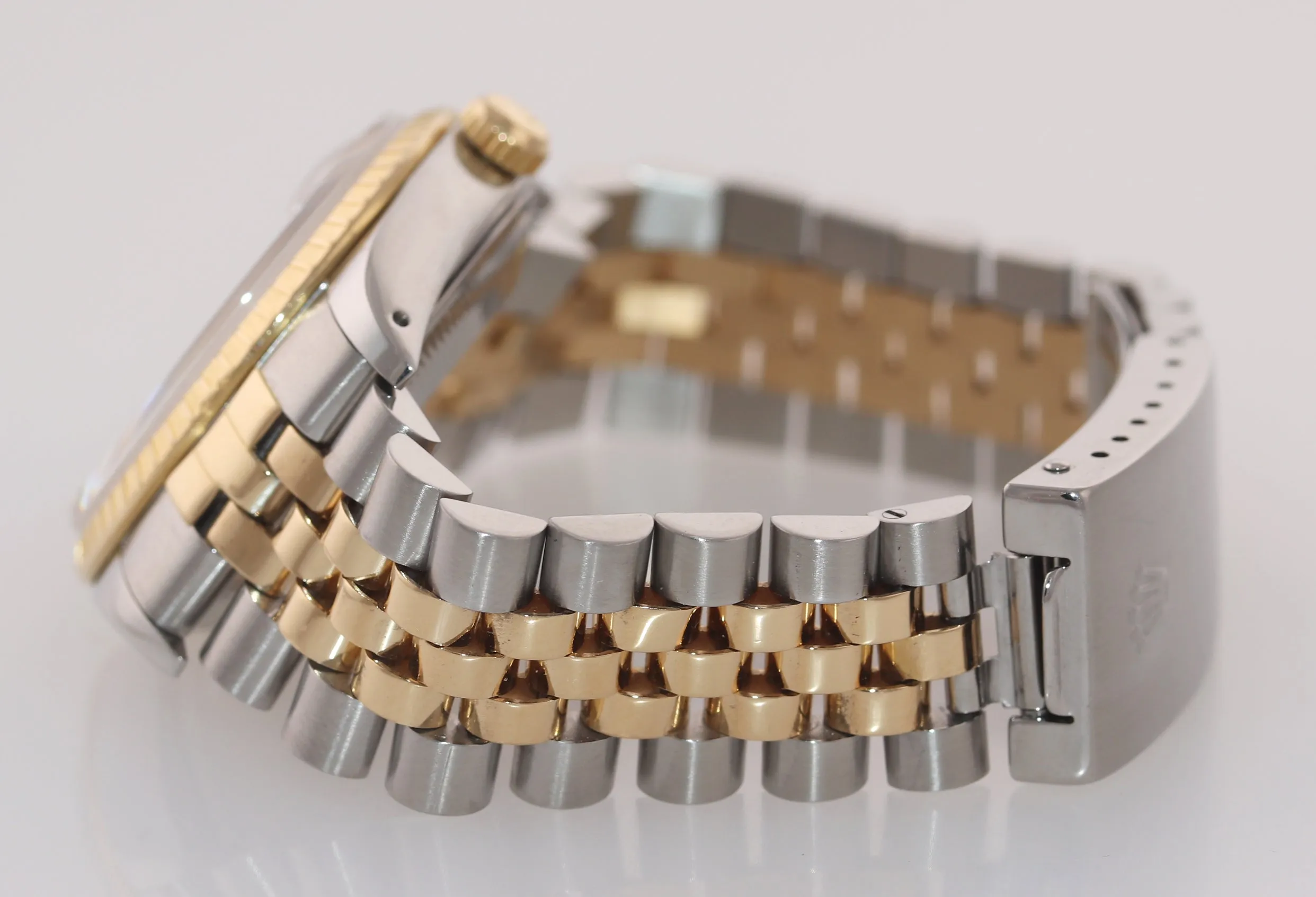 Rolex 15223 18k Yellow Gold Steel MOP Diamond 34mm Two Tone Fluted Watch Box