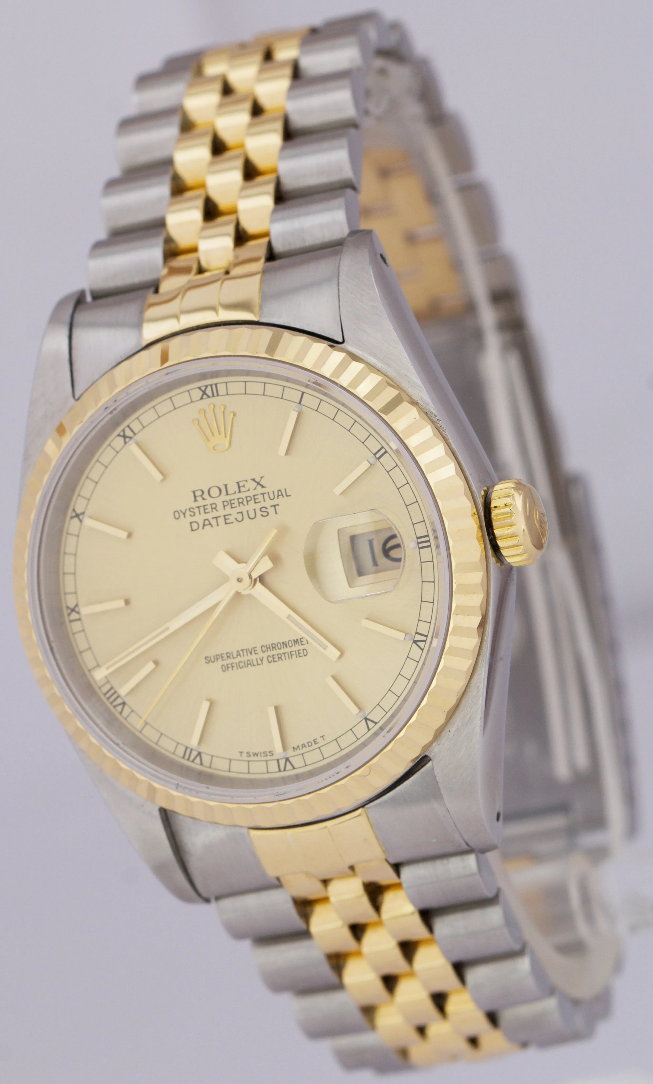 Rolex DateJust 36mm 18K Two-Tone Gold Stainless Champagne Jubilee Watch 16233