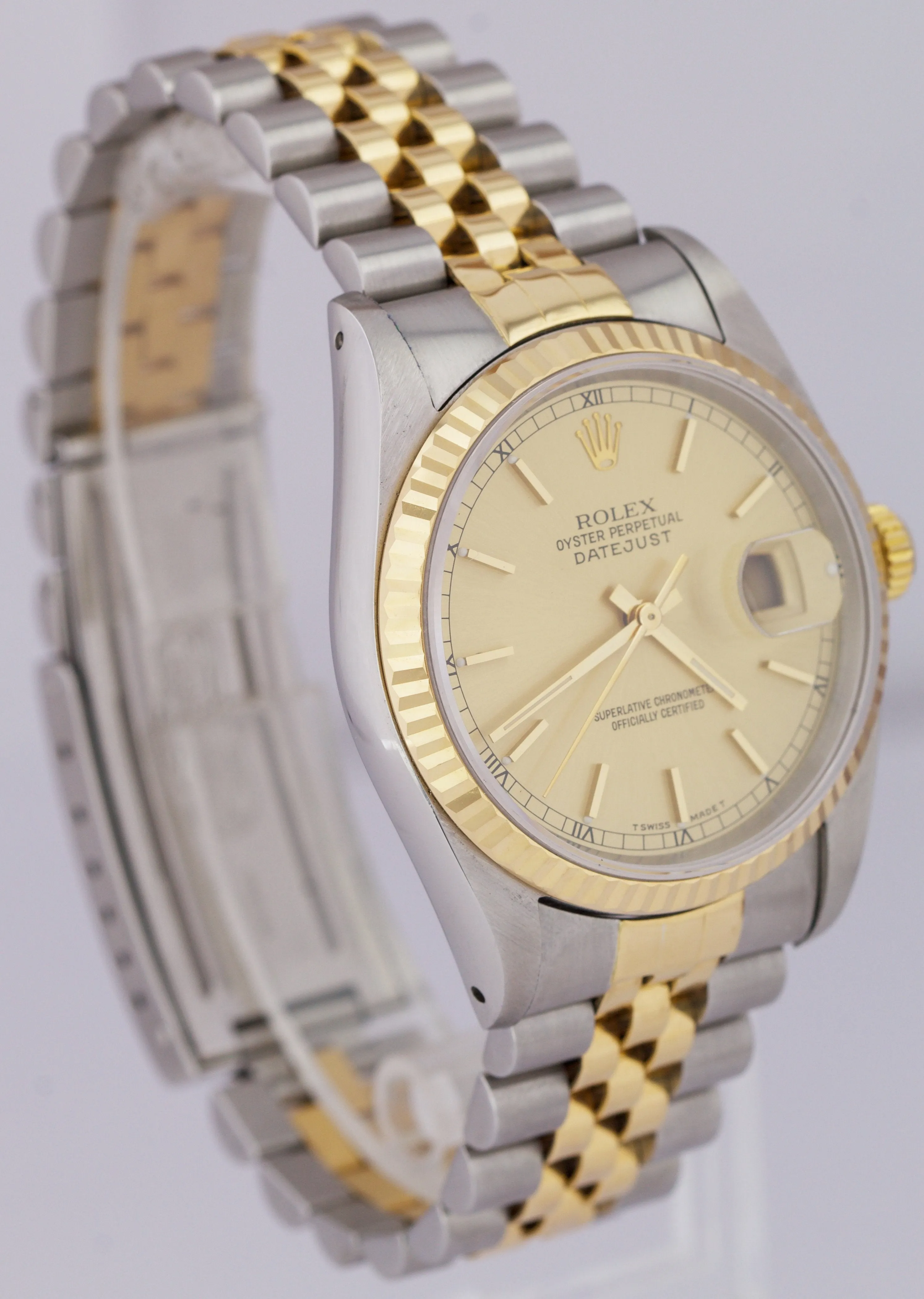 Rolex DateJust 36mm 18K Two-Tone Gold Stainless Champagne Jubilee Watch 16233