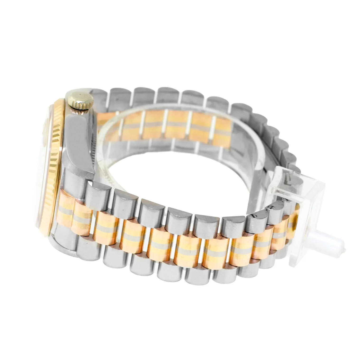 Rolex Day-Date 36mm Yellow, Rose and White Gold TRIDOR Champagne Jubilee Diamond Dial Fluted Bezel 18039