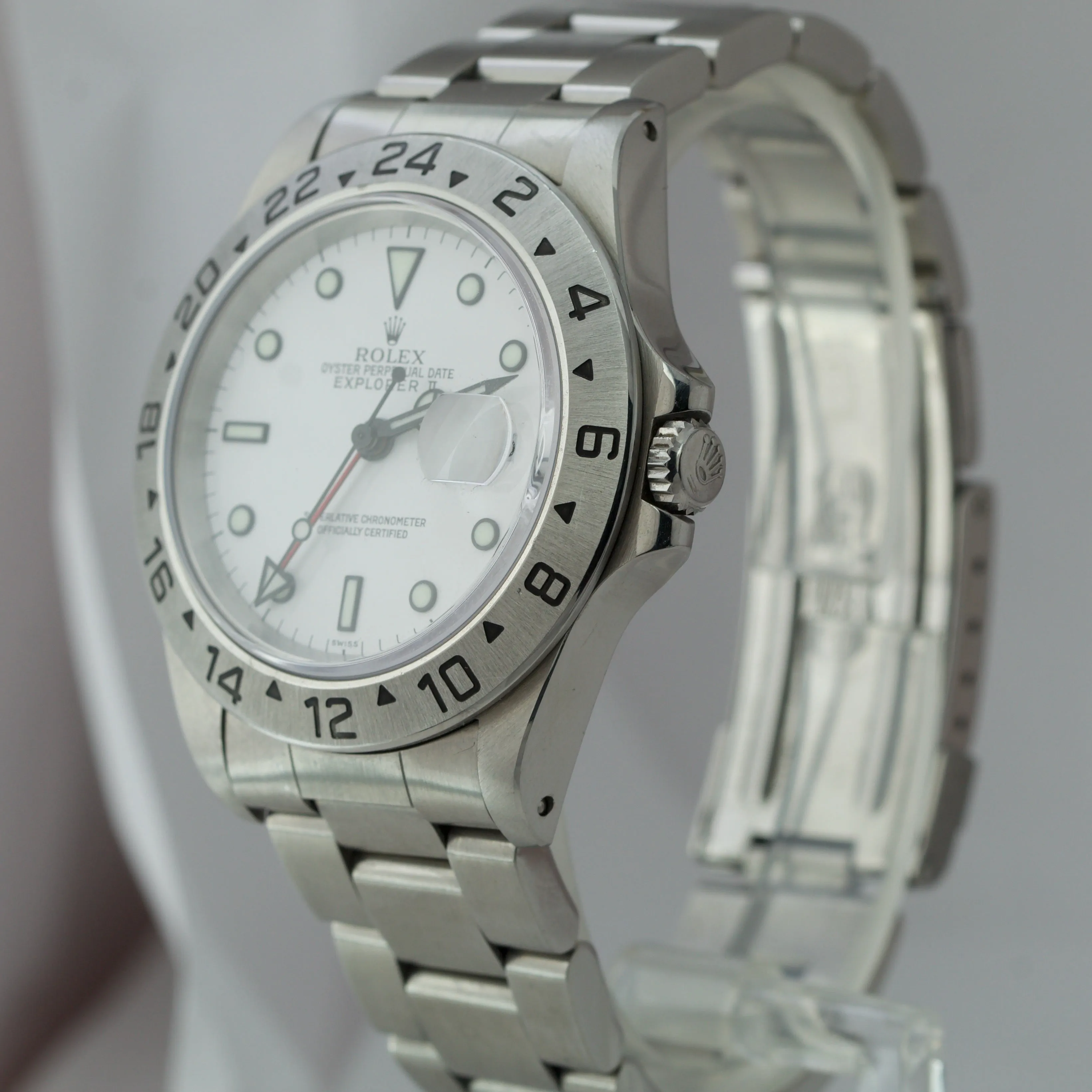 Rolex Explorer II Polar White SWISS ONLY A SERIAL GMT 40mm Stainless Watch 16570