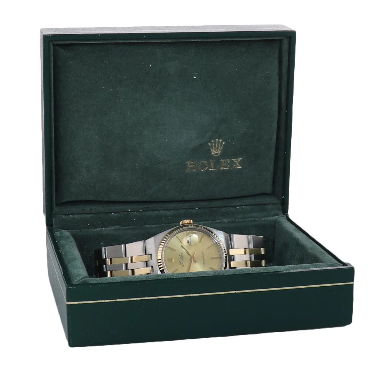 Rolex OysterQuartz DateJust 17013 Two-Tone Gold Steel Champagne Integral Watch