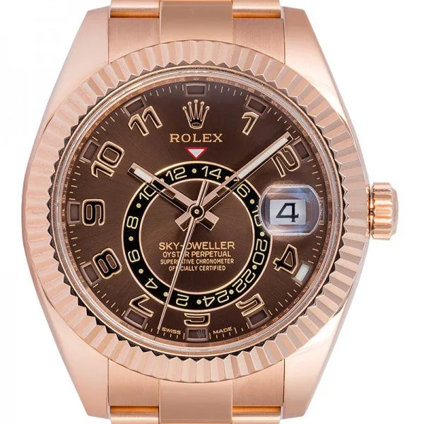 Rolex Sky-Dweller 18ct Everose Gold with Chocolate/Arab Dial 326935