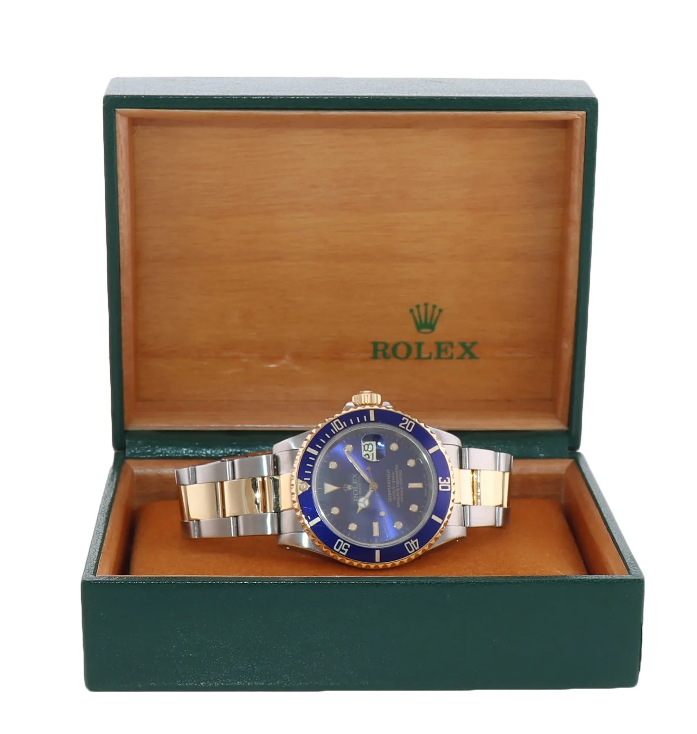 Rolex Submariner 16613 Two Tone Steel 18k Yellow Gold Blue Dial 40mm Dive Watch