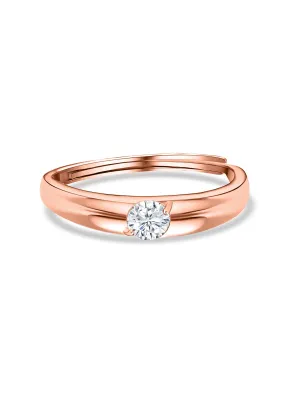 Rose Gold Adjustable Solitaire Band Ring For Men