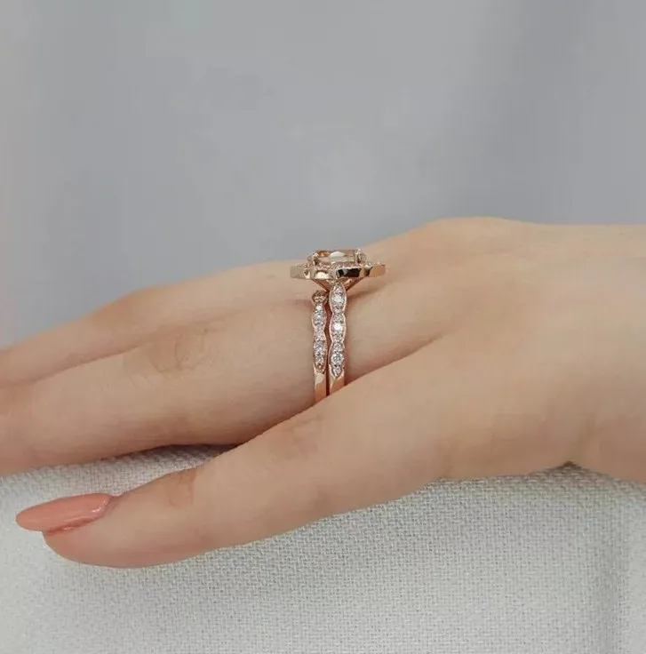 Rose Gold ring | Oval Diamond Shape Ring | Rose Gold Round Diamond ring | Rose Gold Ring with Diamonds | Womens Rose Gold Ring | Halo Ring