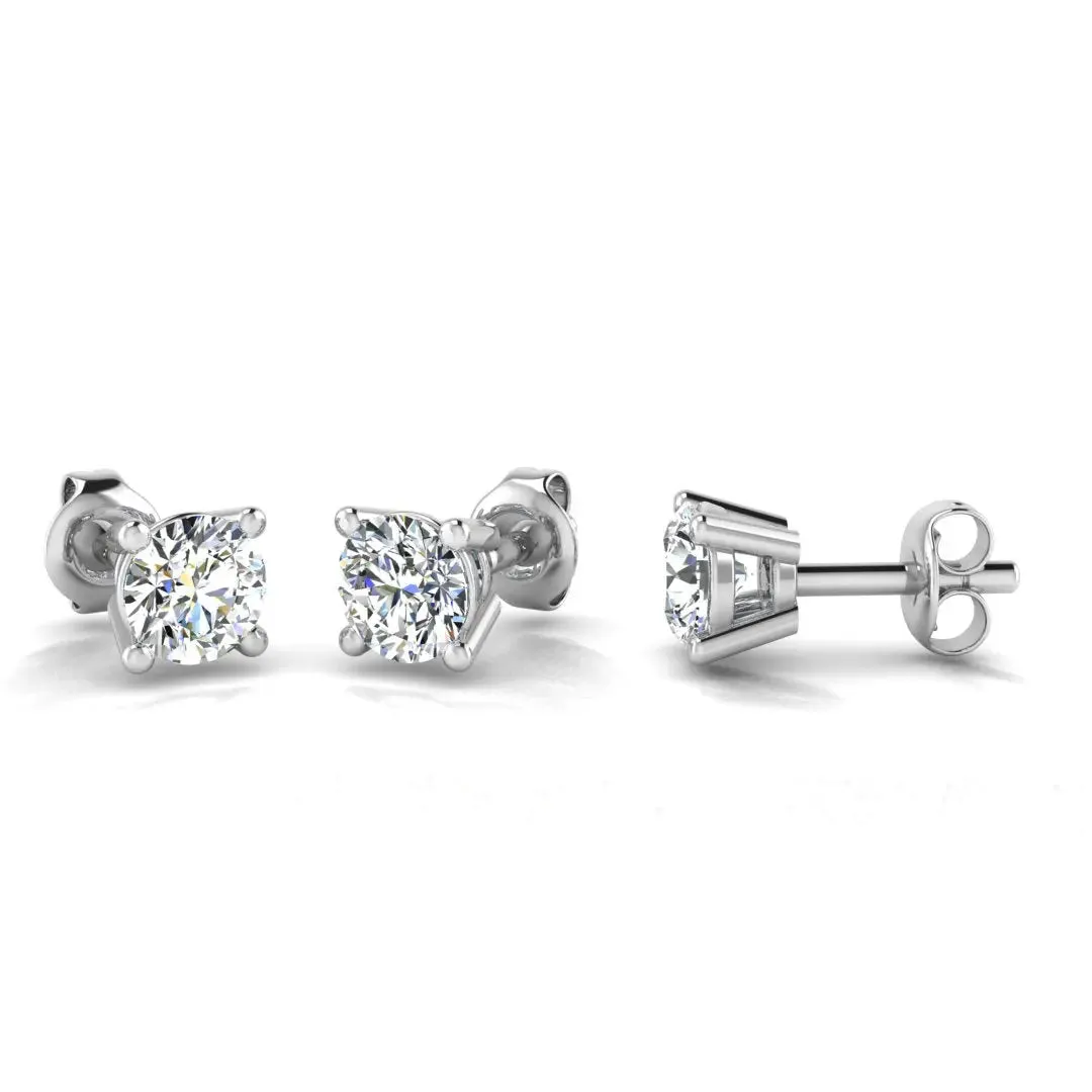 Round Brilliant Diamond Stud Earrings 4 Claw - ESRB4B