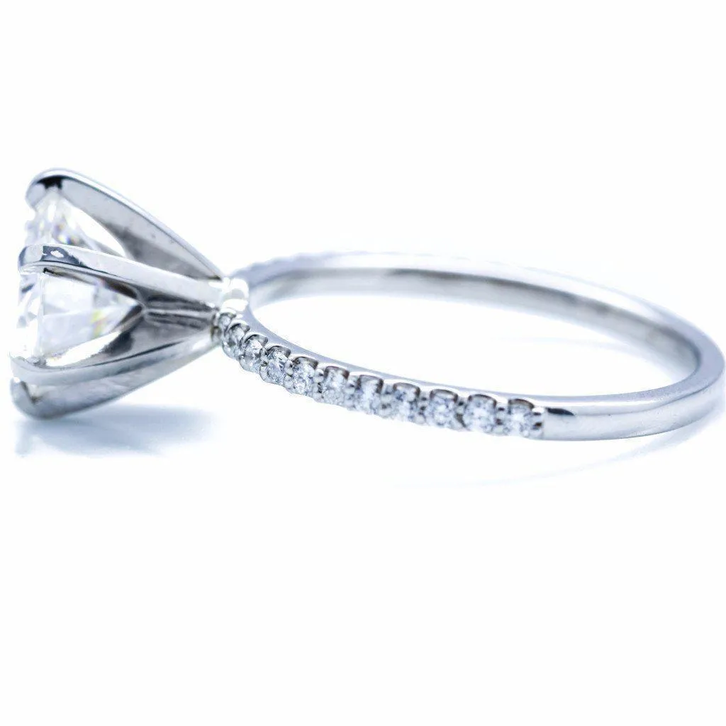 Round Center Stone 6 Prongs Diamond Accent Ice Solitaire Ring