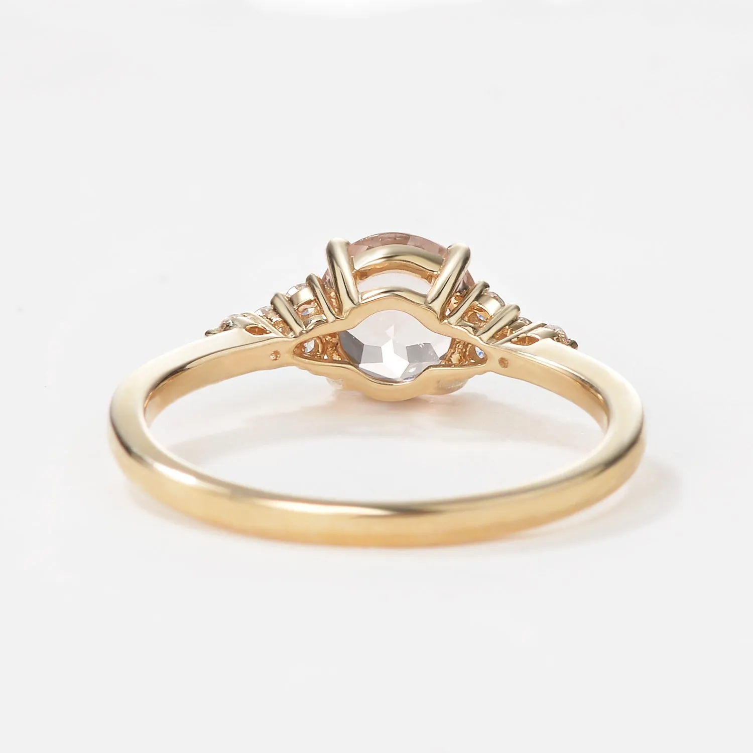 Round Cut Morganite Cluster Engagement Ring