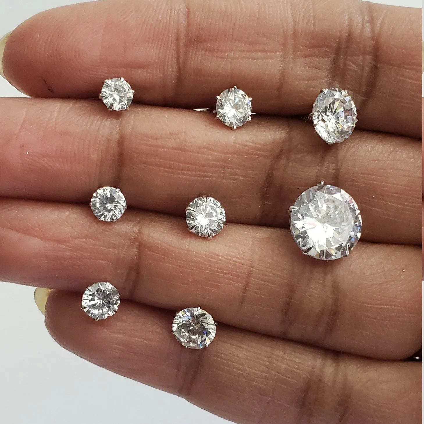 Round CZ Stud Earrings