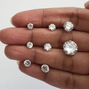 Round CZ Stud Earrings