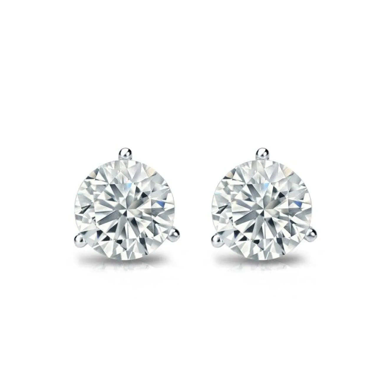 Round Diamond 18K White Gold 2.07Ct Stud Earrings