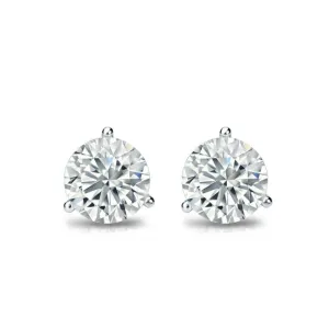 Round Diamond 18K White Gold 2.07Ct Stud Earrings