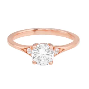 Round Diamond and Single Side Pavé Set Diamond Engagement Ring Setting