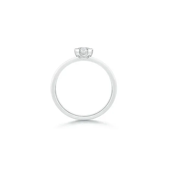 Round Diamond Half Bezel Solitaire Engagement Ring Band
