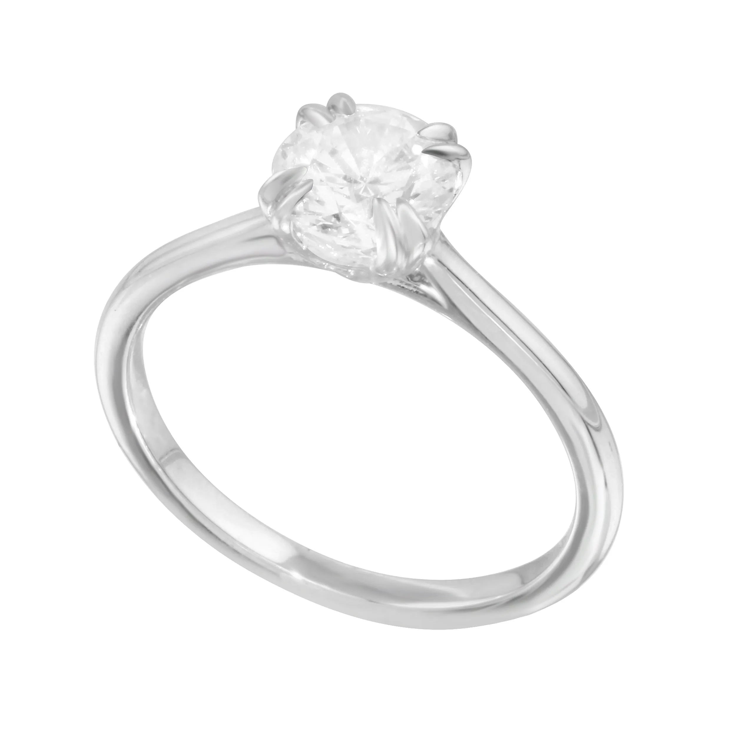 Round Diamond Solitaire Double Claw Prong Engagement Ring