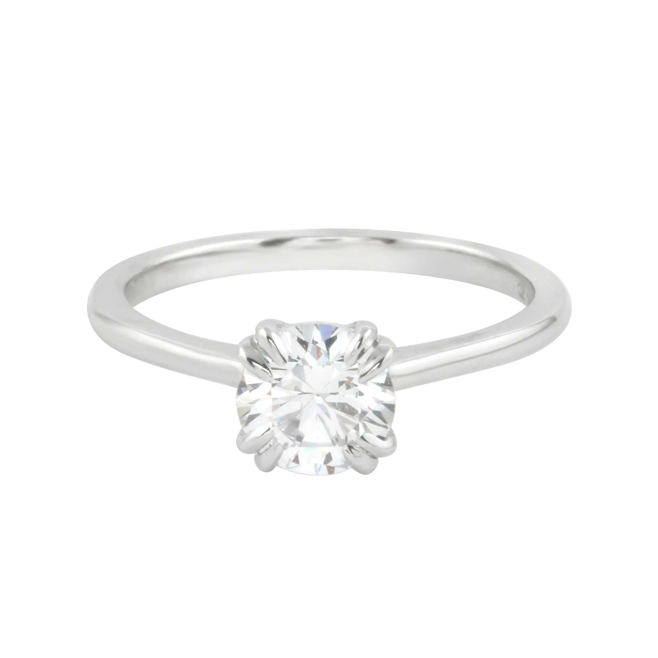Round Diamond Solitaire Double Claw Prong Engagement Ring