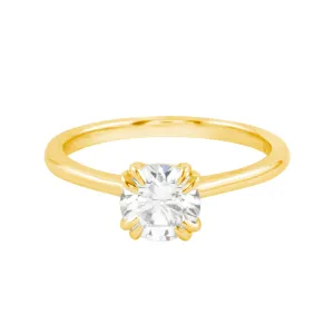 Round Diamond Solitaire Double Claw Prong Engagement Ring