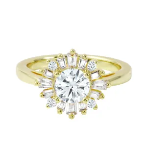 Round Diamond Starburst Engagement Ring Setting