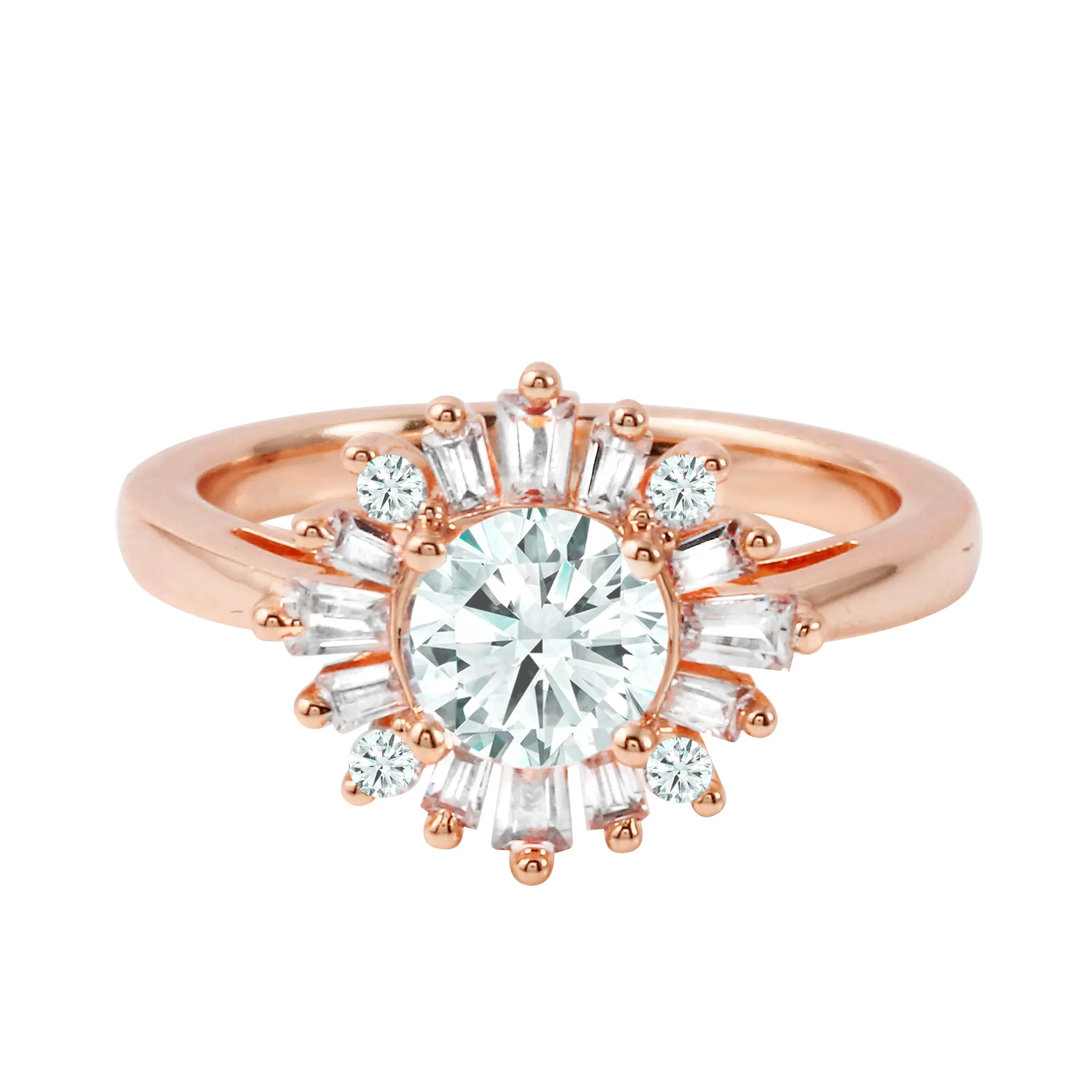 Round Diamond Starburst Engagement Ring Setting
