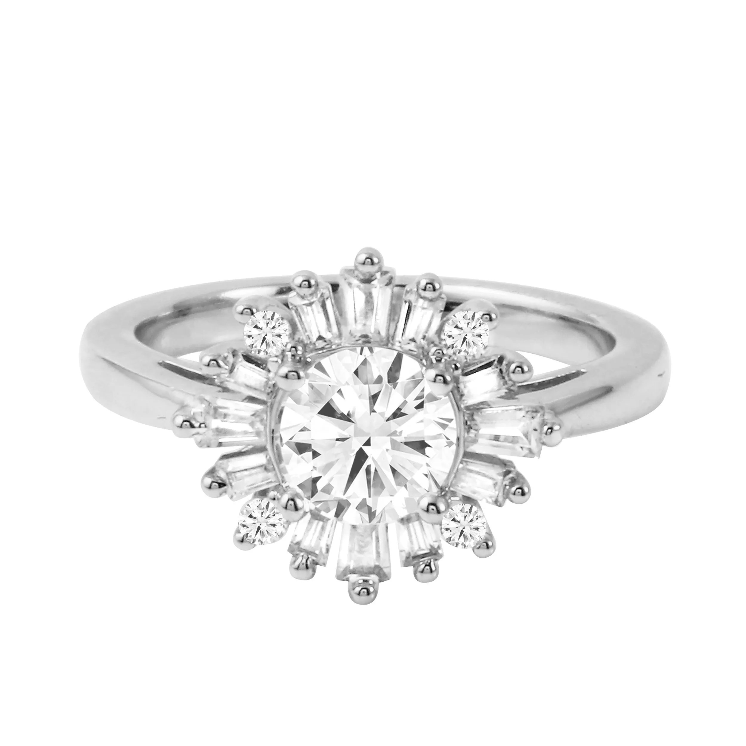 Round Diamond Starburst Engagement Ring Setting
