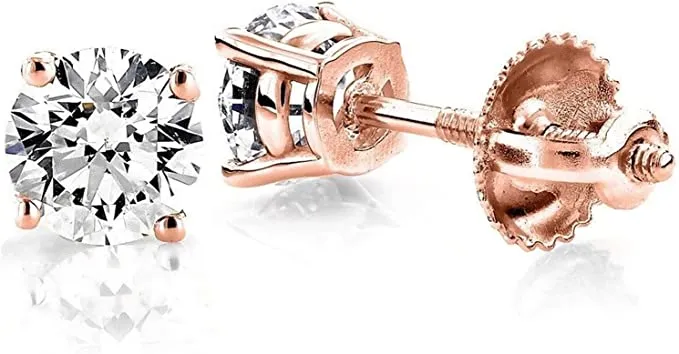 Round Diamond stud (IGI Certified 0.70 ct & up) A Quality ScrewBack 14K from 0.04ct - 2.00ct