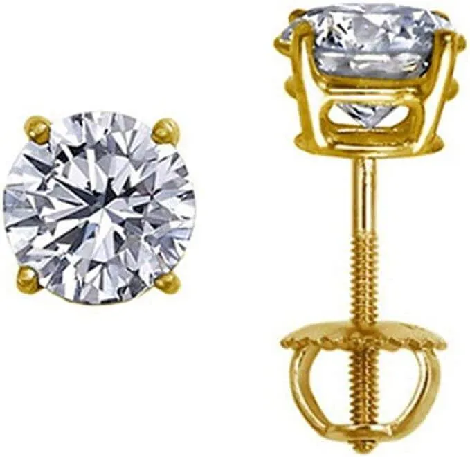 Round Diamond stud (IGI Certified 0.70 ct & up) A Quality ScrewBack 14K from 0.04ct - 2.00ct