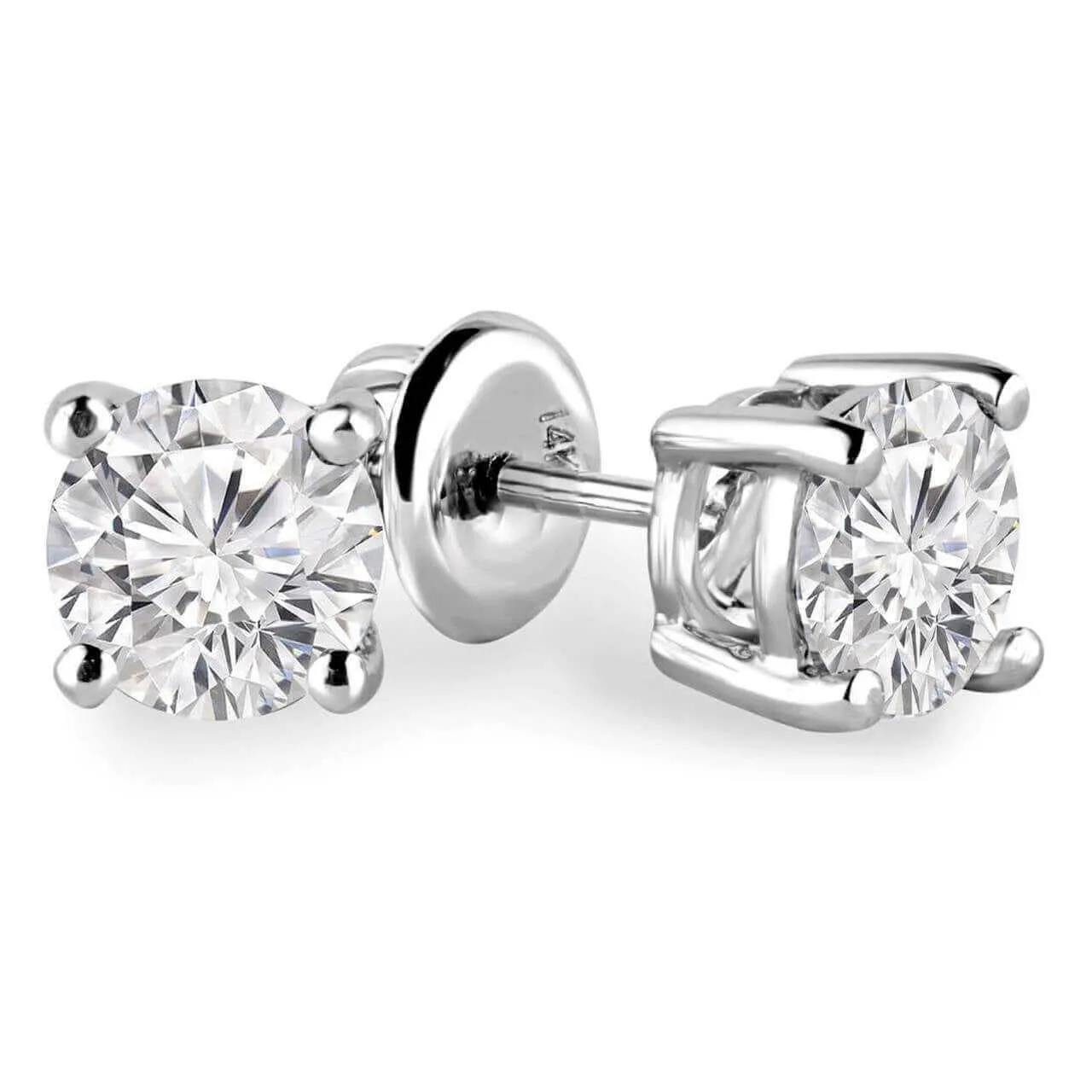 Round Diamond stud (IGI Certified 0.70 ct & up) A Quality ScrewBack 14K from 0.04ct - 2.00ct