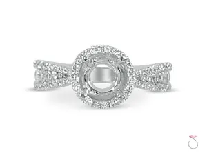 Round Halo Diamond Engagement Ring Setting in 18K