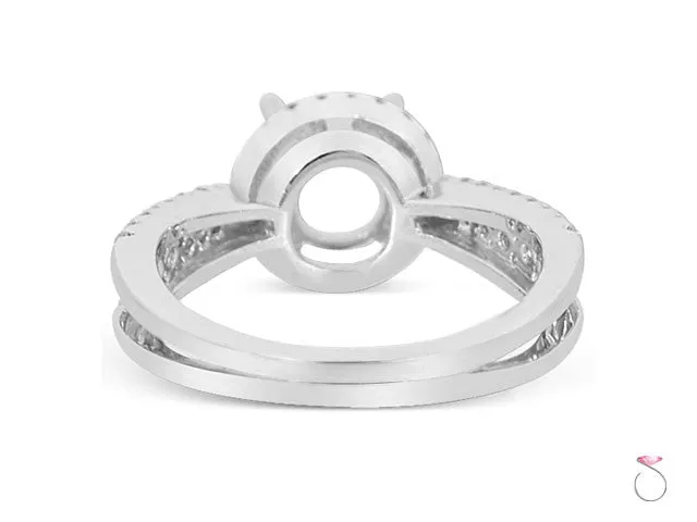Round Halo Diamond Engagement Ring Setting in 18K