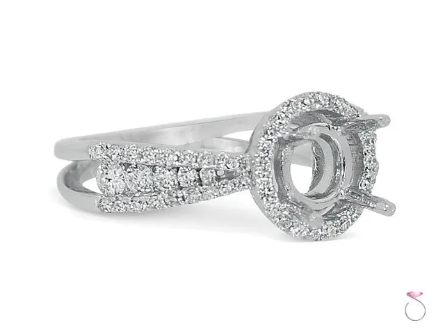 Round Halo Diamond Engagement Ring Setting in 18K