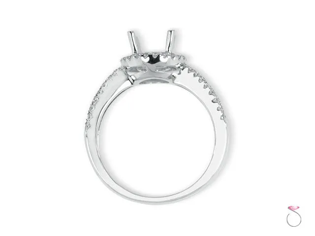 Round Halo Diamond Engagement Ring Setting in 18K
