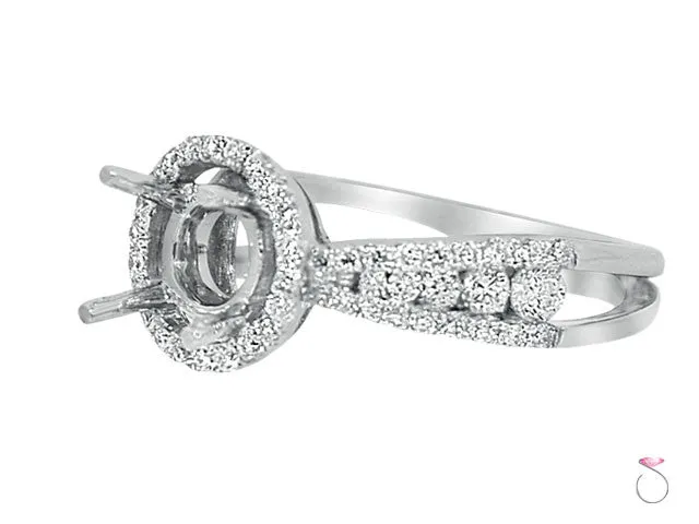 Round Halo Diamond Engagement Ring Setting in 18K