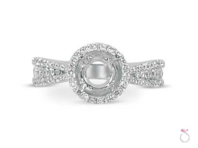 Round Halo Diamond Engagement Ring Setting in 18K
