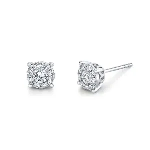 Round Illusion Diamond Studs